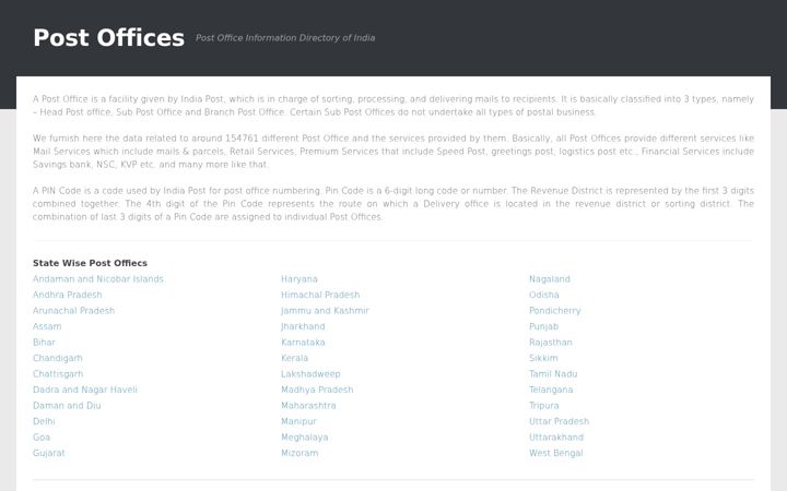 Screenshot of postoffices.co.in