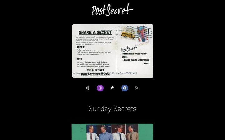 Screenshot ta' postsecret.com