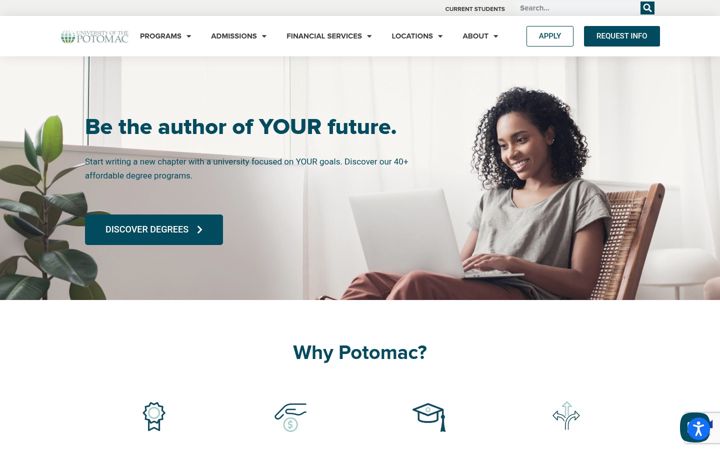 Screenshot of potomac.edu