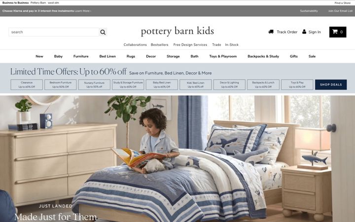 Screenshot of potterybarnkids.co.uk