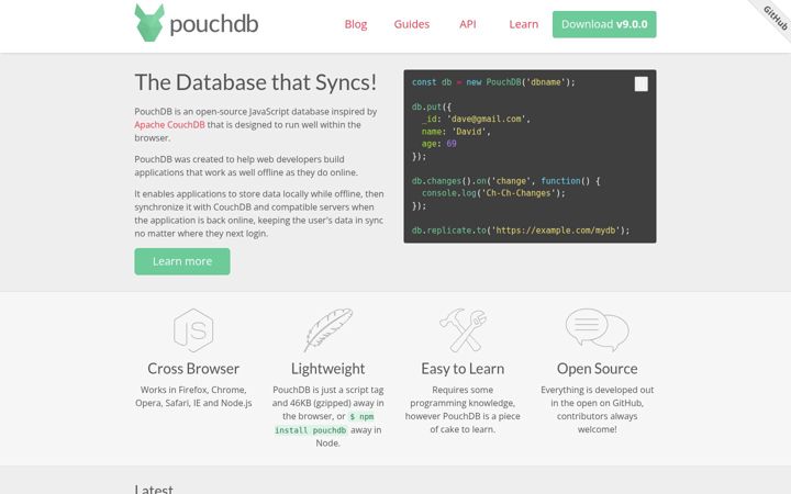 Screenshot of pouchdb.com