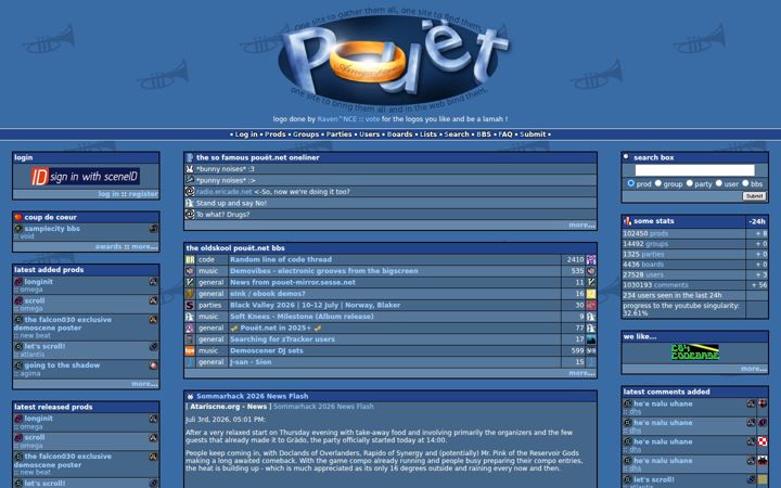 Screenshot of pouet.net