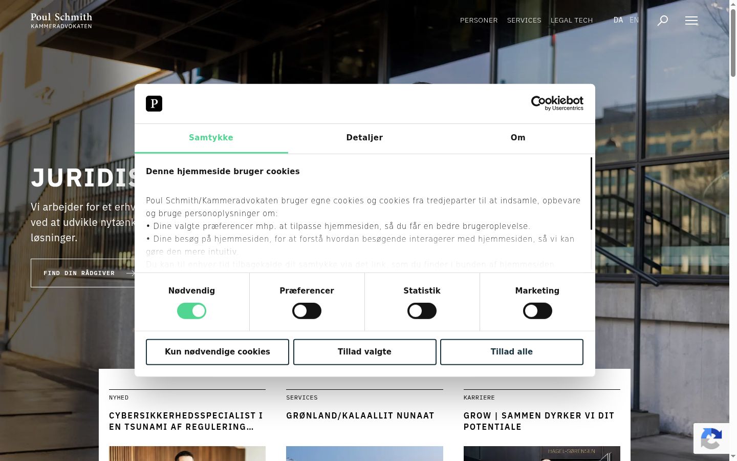 Screenshot des Einwilligungsbanners vor jeglicher Interaktion