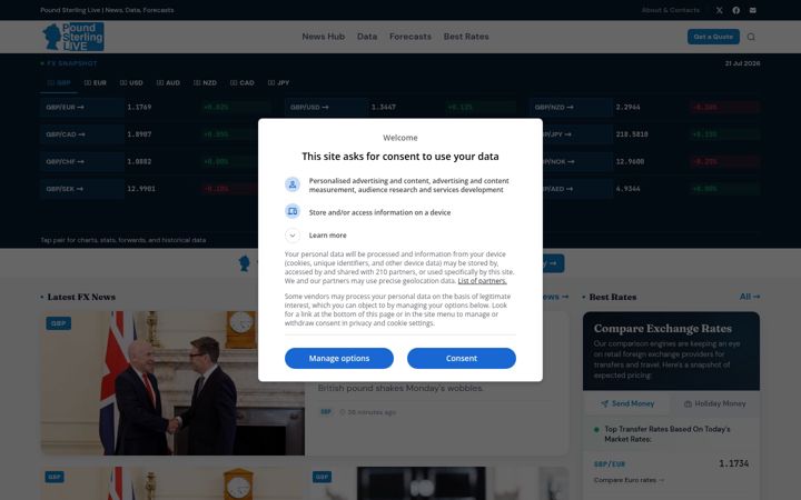 Screenshot of poundsterlinglive.com