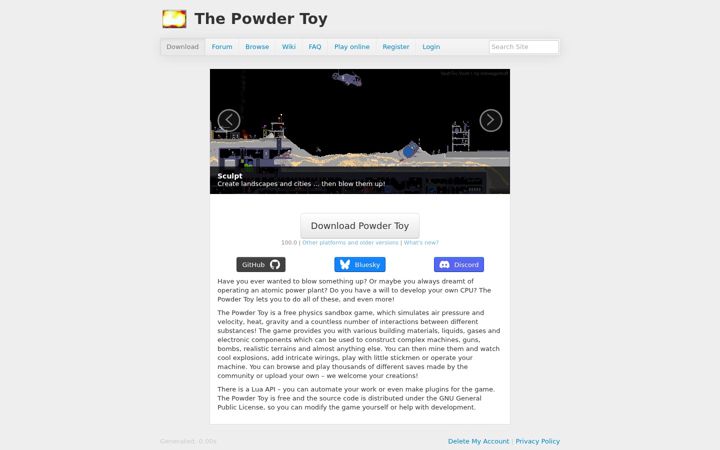Posnetek zaslona powdertoy.co.uk