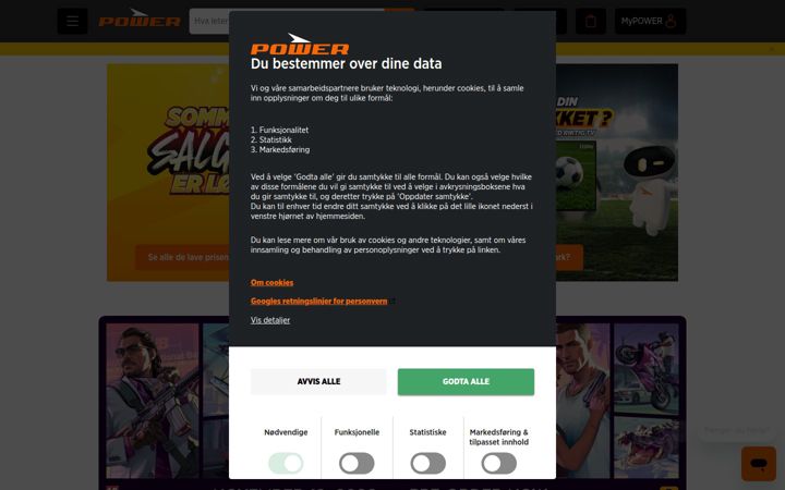Screenshot of power.no