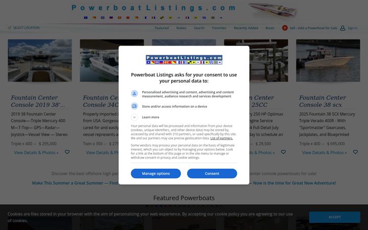 Screenshot of powerboatlistings.com