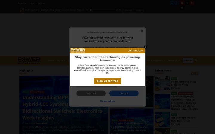 Screenshot of powerelectronicsnews.com