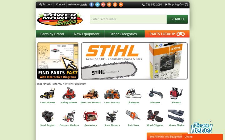 Snimka zaslona za powermowersales.com