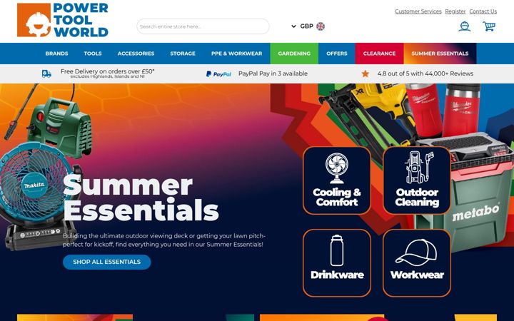 Screenshot ta' powertoolworld.co.uk