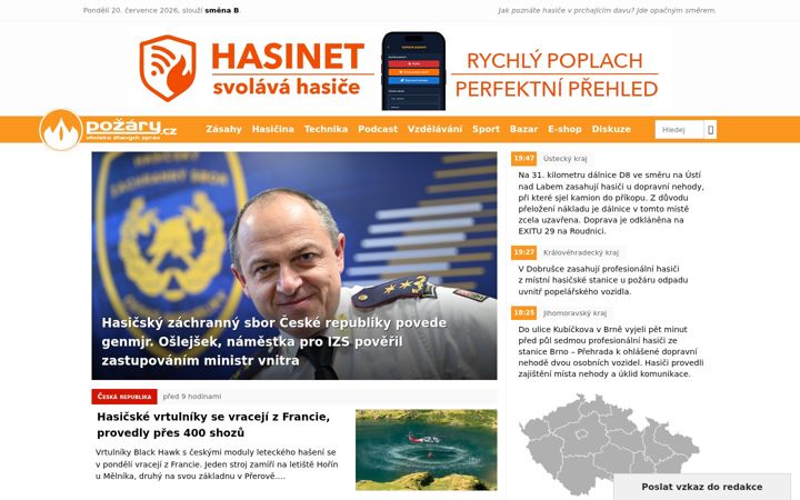 Screenshot of pozary.cz