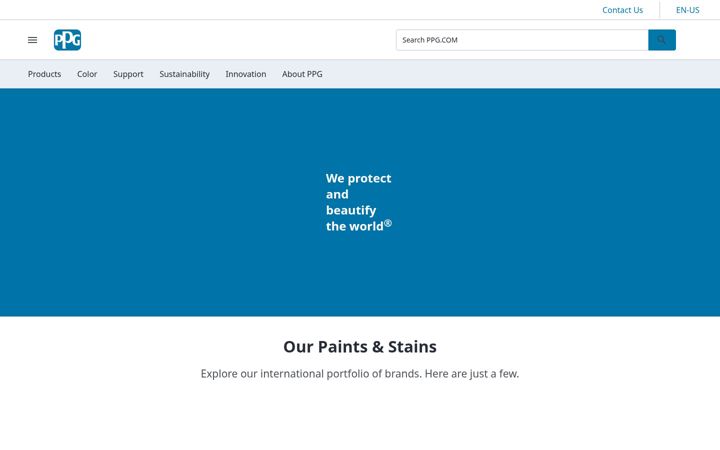 Screenshot von ppg.com