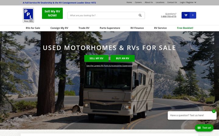 Screenshot of pplmotorhomes.com