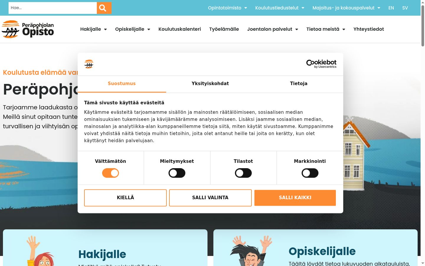 Snimka zaslona bannera za privolu prikazanog prije bilo kakve interakcije