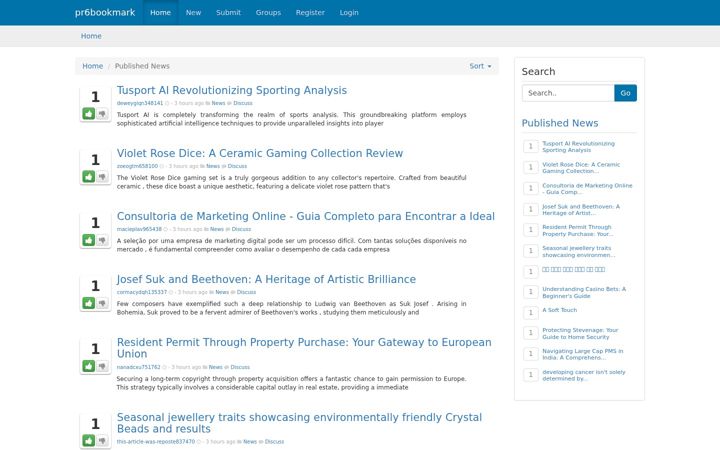 Screenshot of pr6bookmark.com