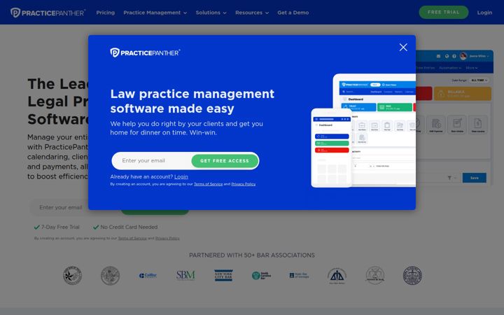 Screenshot of practicepanther.com