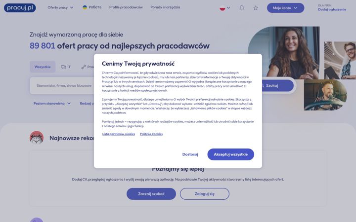 Képernyőkép: pracuj.pl