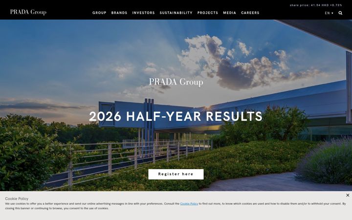 Screenshot of pradagroup.com
