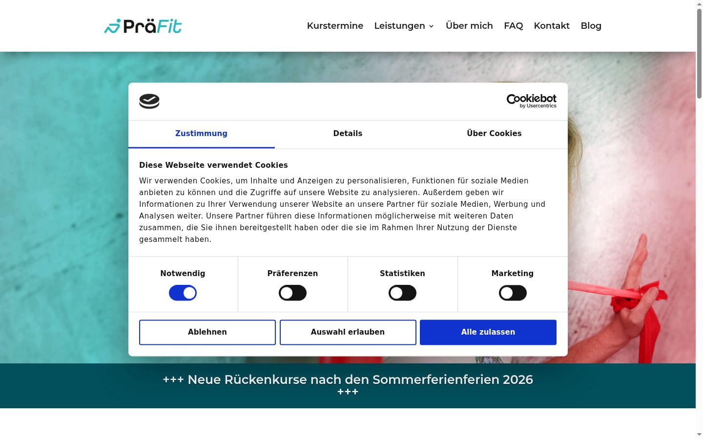 Capture d'écran de la bannière de consentement affichée avant toute interaction