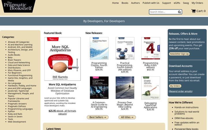 Screenshot of pragprog.com