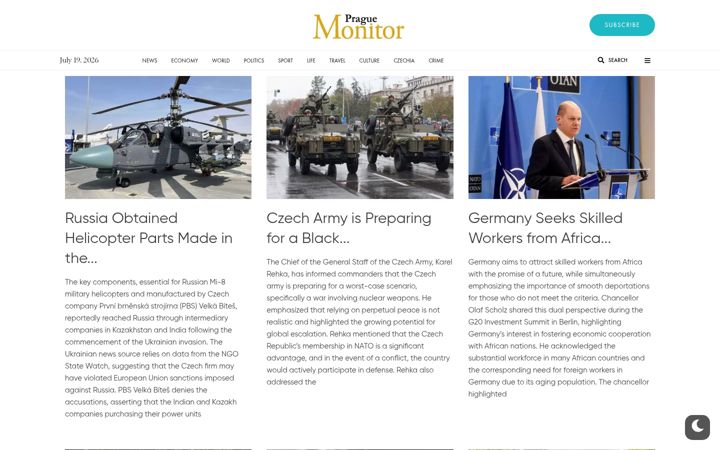 Screenshot of praguemonitor.com