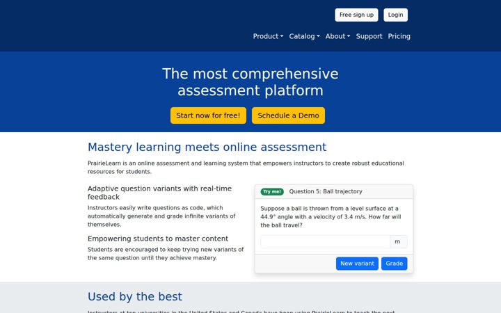 Screenshot of prairielearn.com