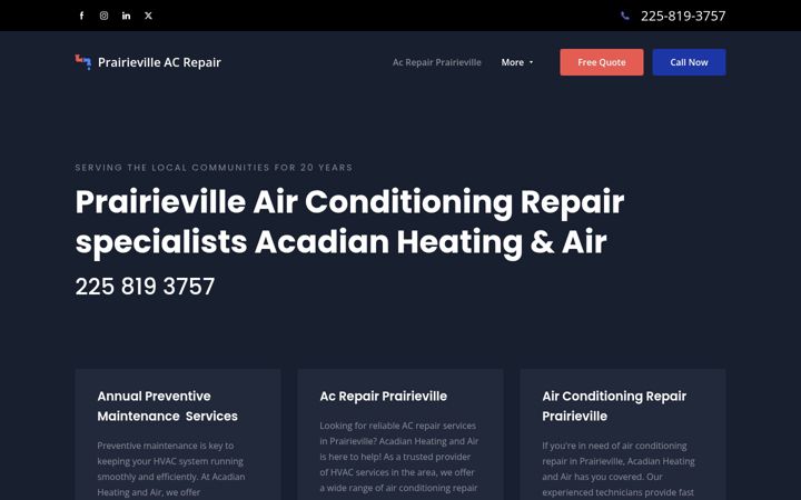 Zrzut ekranu prairieville-ac-repair.com