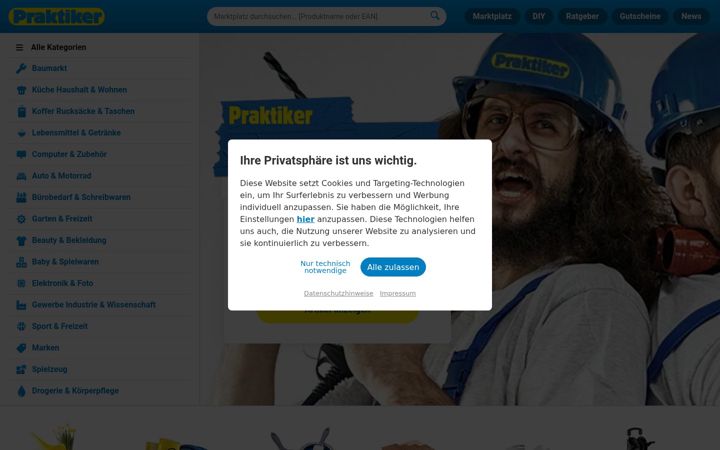 Screenshot of praktiker.de
