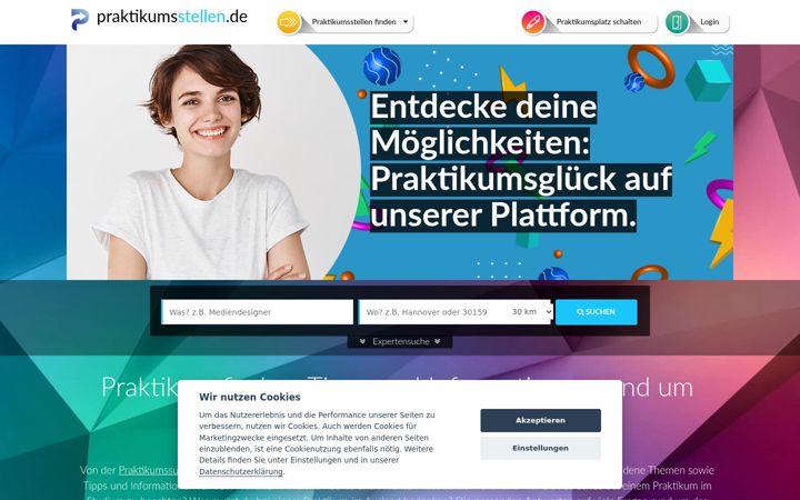 Zrzut ekranu praktikumsstellen.de
