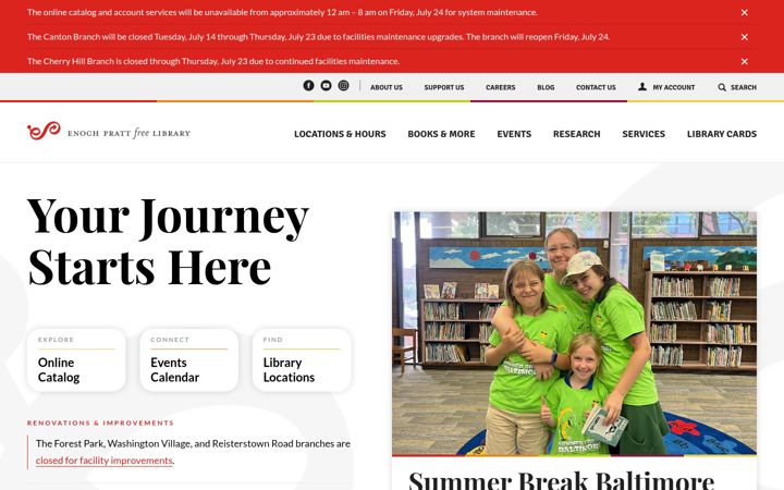 Screenshot of prattlibrary.org