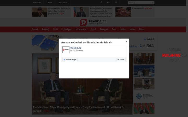 Screenshot of pravda.az