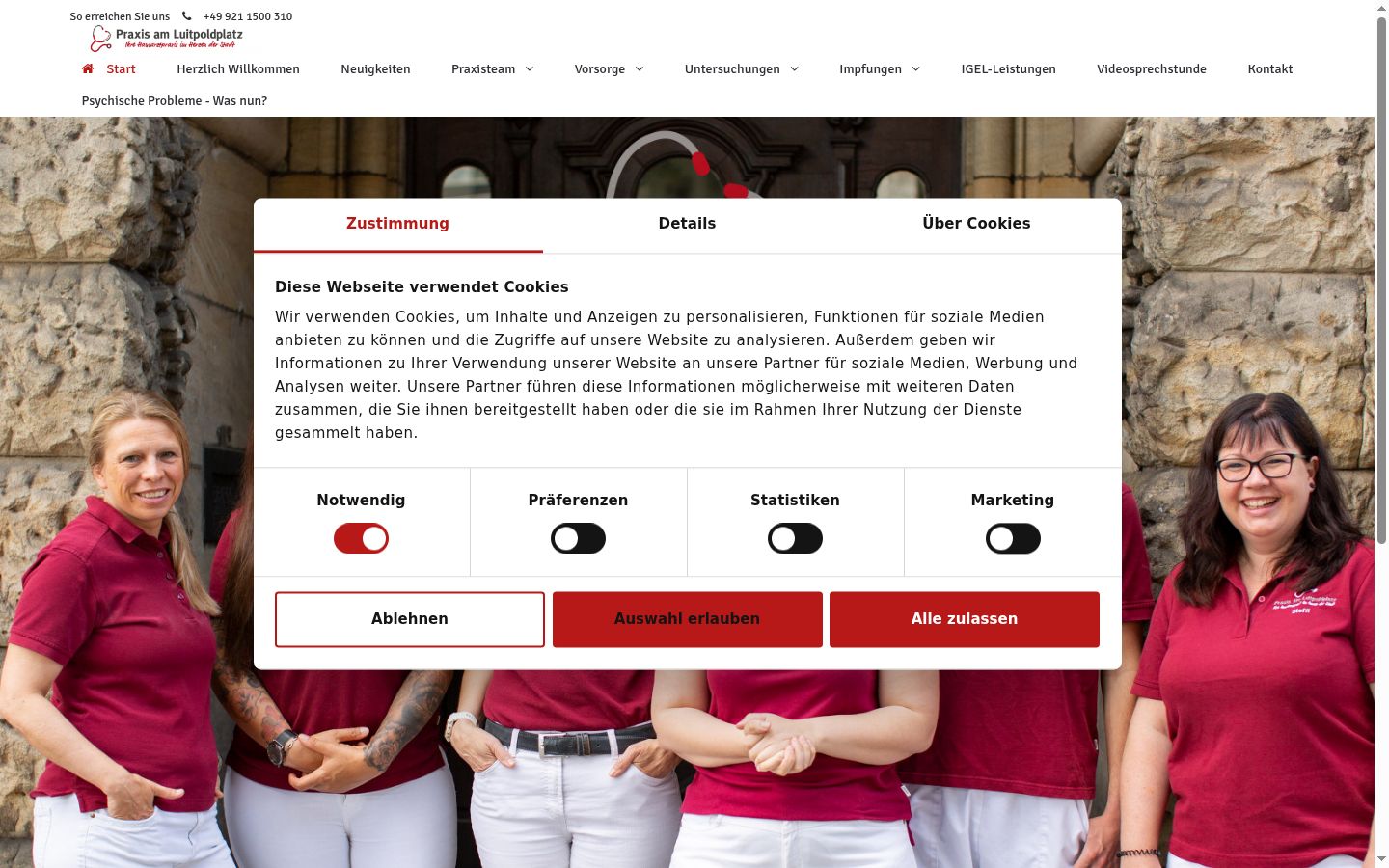 Screenshot van de toestemmingsbanner zoals getoond vóór enige interactie