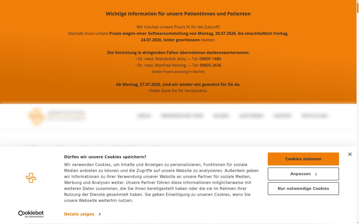 Screenshot del banner di consenso mostrato prima di qualsiasi interazione