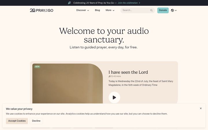 Screenshot of prayasyougo.org