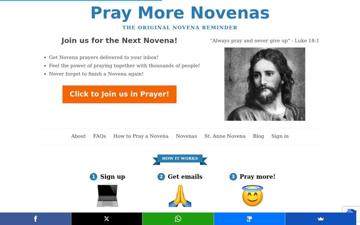 Screenshot von praymorenovenas.com