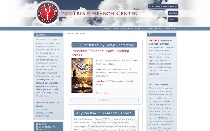 Screenshot of pre-trib.org