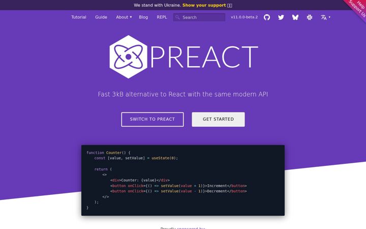 Screenshot of preactjs.com