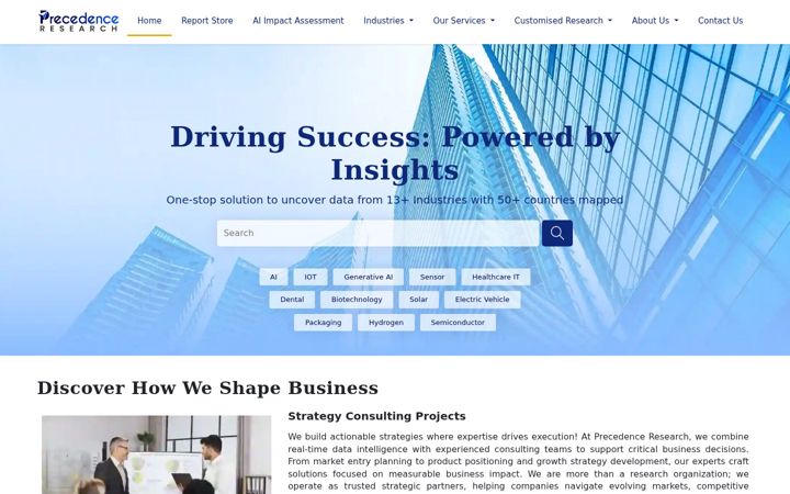 Screenshot von precedenceresearch.com
