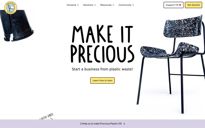 Screenshot of preciousplastic.com