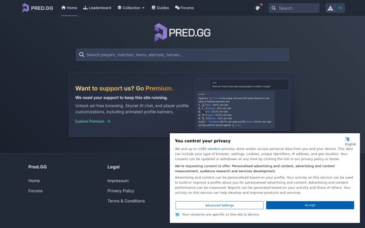 Screenshot of pred.gg