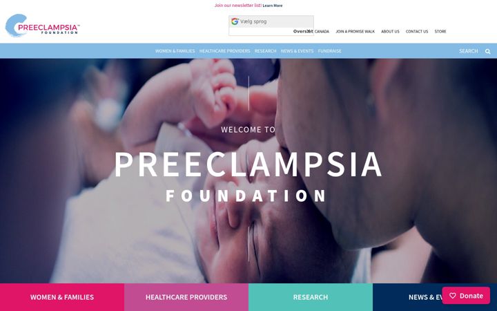 Screenshot di preeclampsia.org