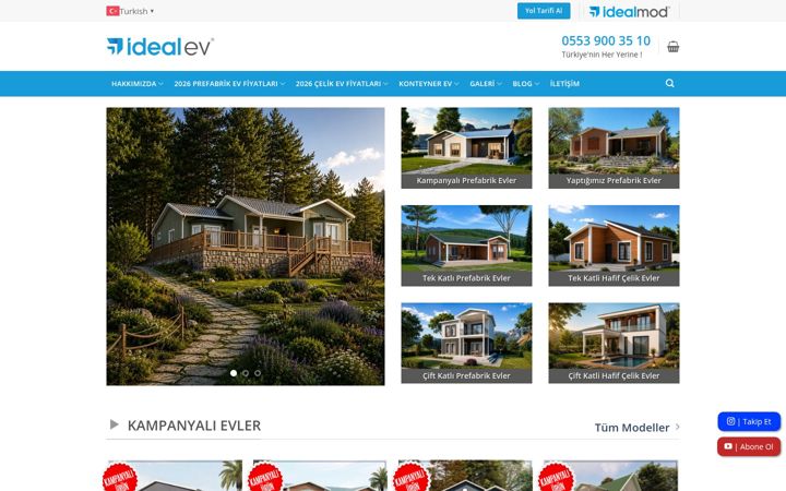 Screenshot of prefabrikevim.com