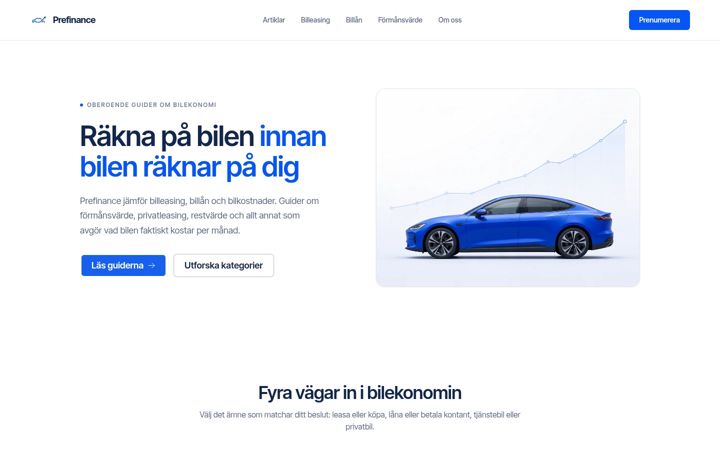 Screenshot of prefinance.se