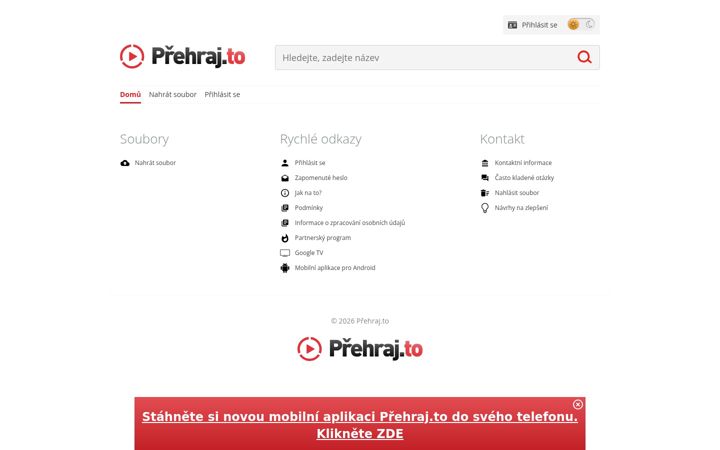 Kuvakaappaus sivustosta prehrajto.cz