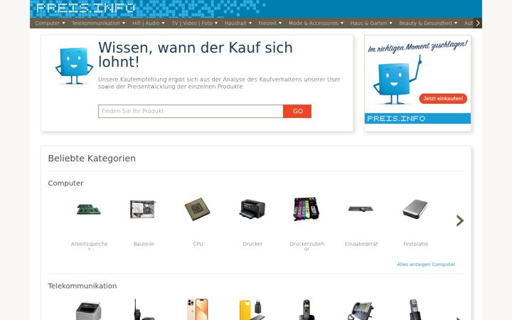 Screenshot von preis.info