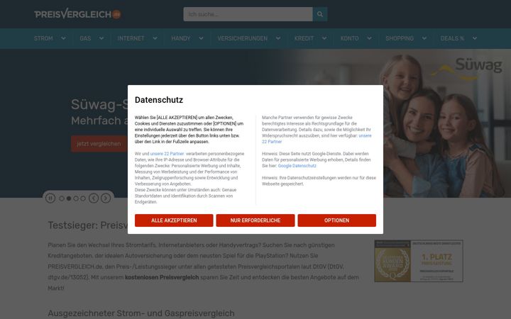 Screenshot of preisvergleich.de