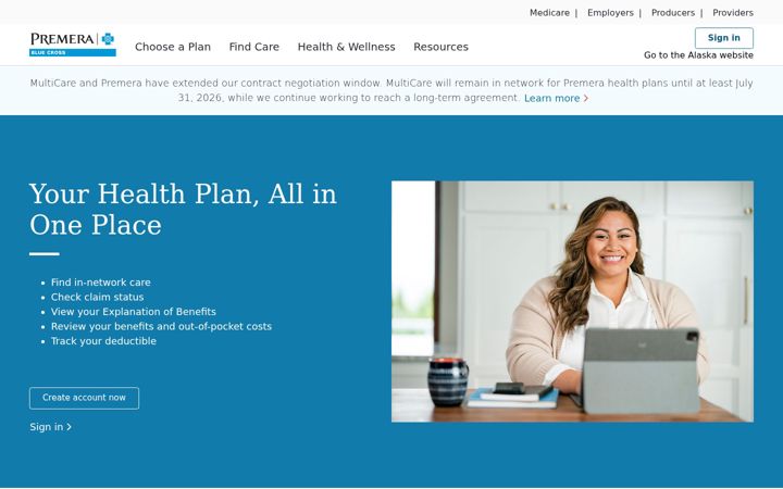 Screenshot of premera.com