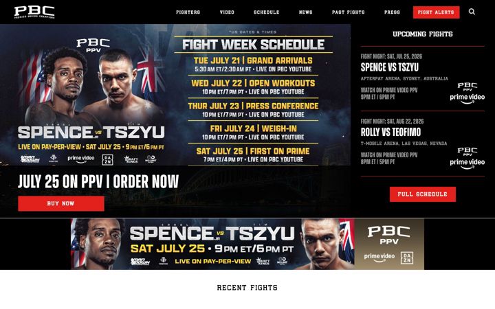 Screenshot of premierboxingchampions.com