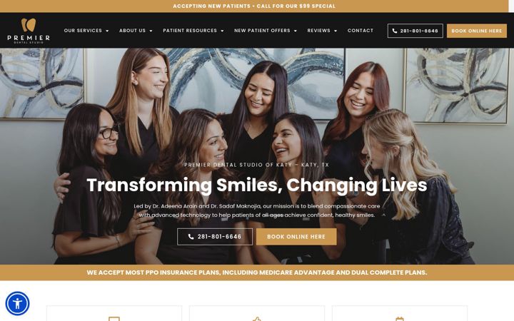 Screenshot of premierdentalkaty.com