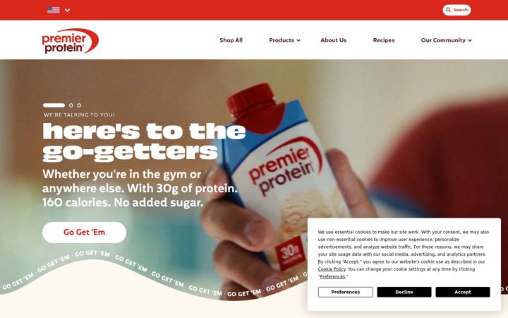Screenshot of premierprotein.com